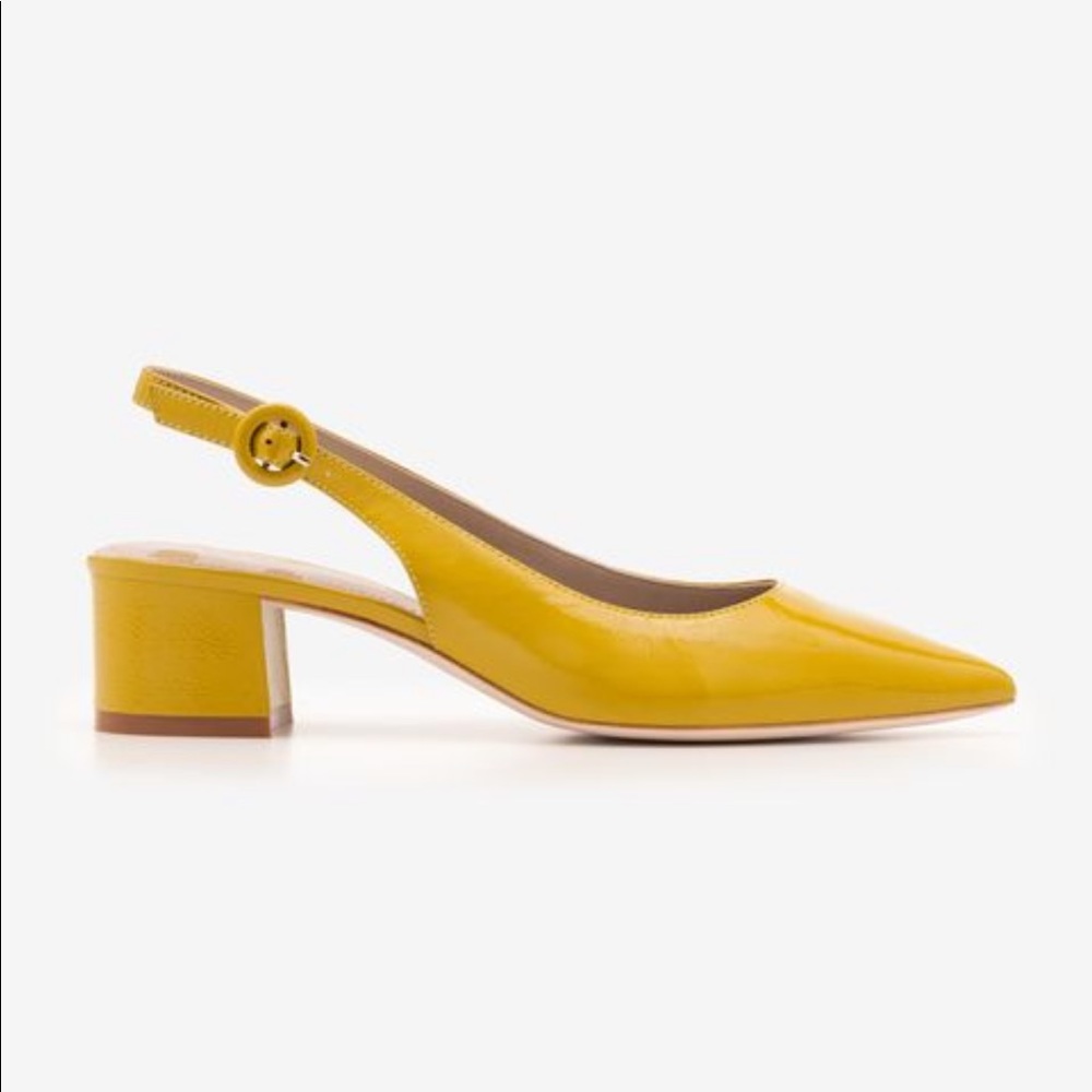 boden annie pointed sling back block heels yellow 6 spring summer shoe